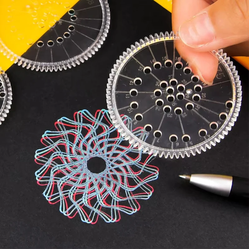 Creative Spirograph Drawing Toys Set Funny Art Crafts Gears Geometry Stencils Painting Template Kids Students Educational Gifts thumbnail 2
