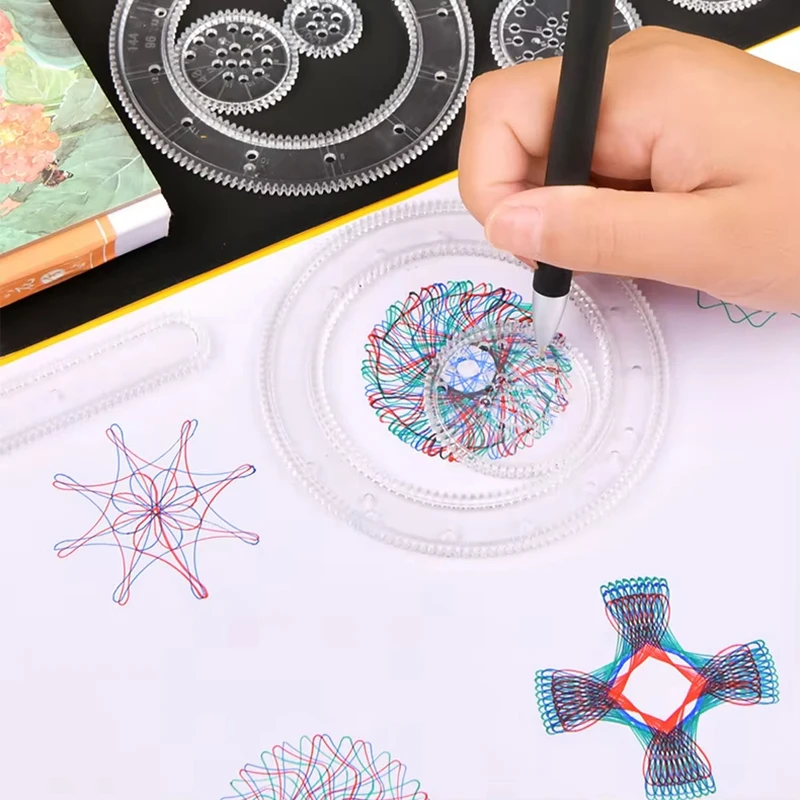 Creative Spirograph Drawing Toys Set Funny Art Crafts Gears Geometry Stencils Painting Template Kids Students Educational Gifts thumbnail 5