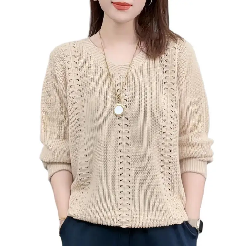 V-neck Knitted Sweater Autumn Popular Women's Clothing Foreign Style Inside with Solid Color Bottoming Shirt Top Jumpe Homme thumbnail 5