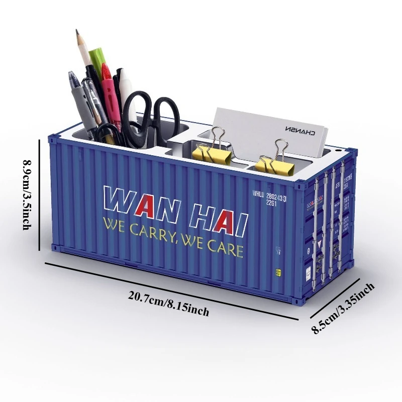 Simulated Ocean Freight Container Model Pen Holder Storage Box New Plastic Storage Box Desktop Storage Rack thumbnail 6