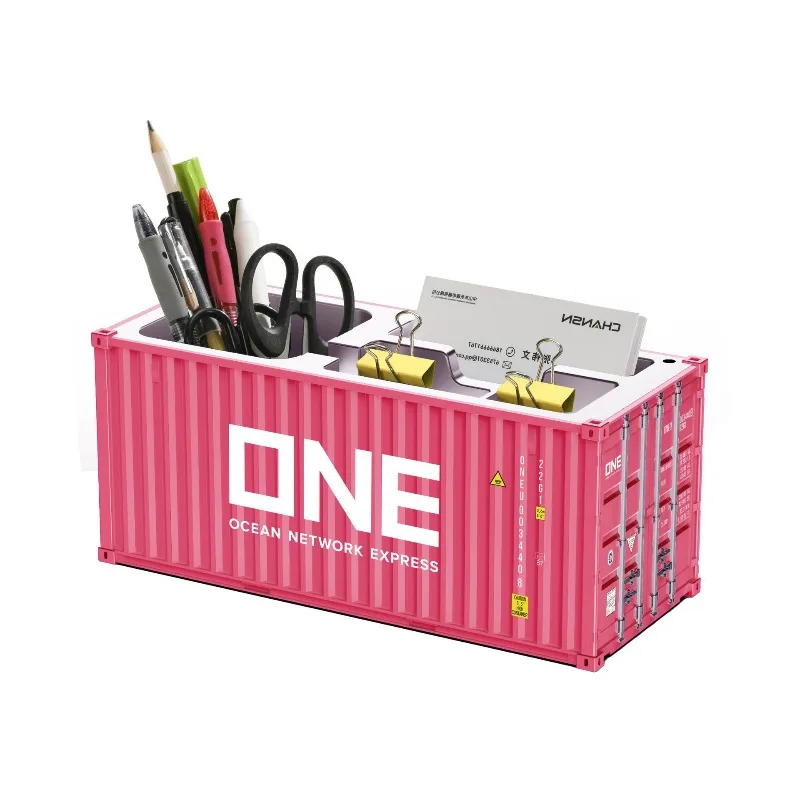 Simulated Ocean Freight Container Model Pen Holder Storage Box New Plastic Storage Box Desktop Storage Rack thumbnail 2