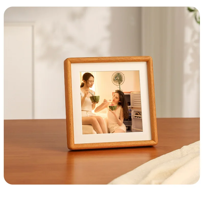 Solid Wood Corner Square Photo Frame Tabletop and Wall Mount Display Frame Premium Wooden Picture Frame Home Decor thumbnail 4