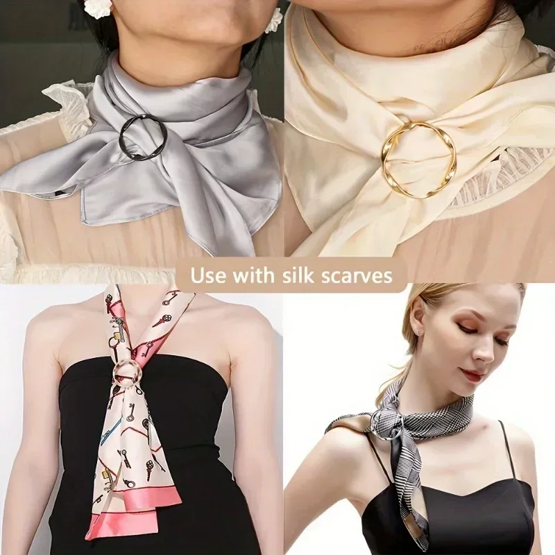 5pcs Fashion Metal Round Circle Clip Buckle Shawl T-Shirt Tie Clip Brooch Waist Buckle Versatile Clothing Ring Wrap Holder thumbnail 2