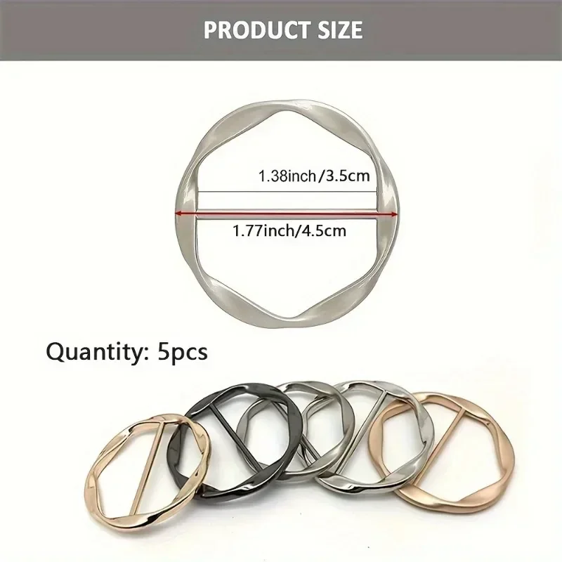 5pcs Fashion Metal Round Circle Clip Buckle Shawl T-Shirt Tie Clip Brooch Waist Buckle Versatile Clothing Ring Wrap Holder thumbnail 6