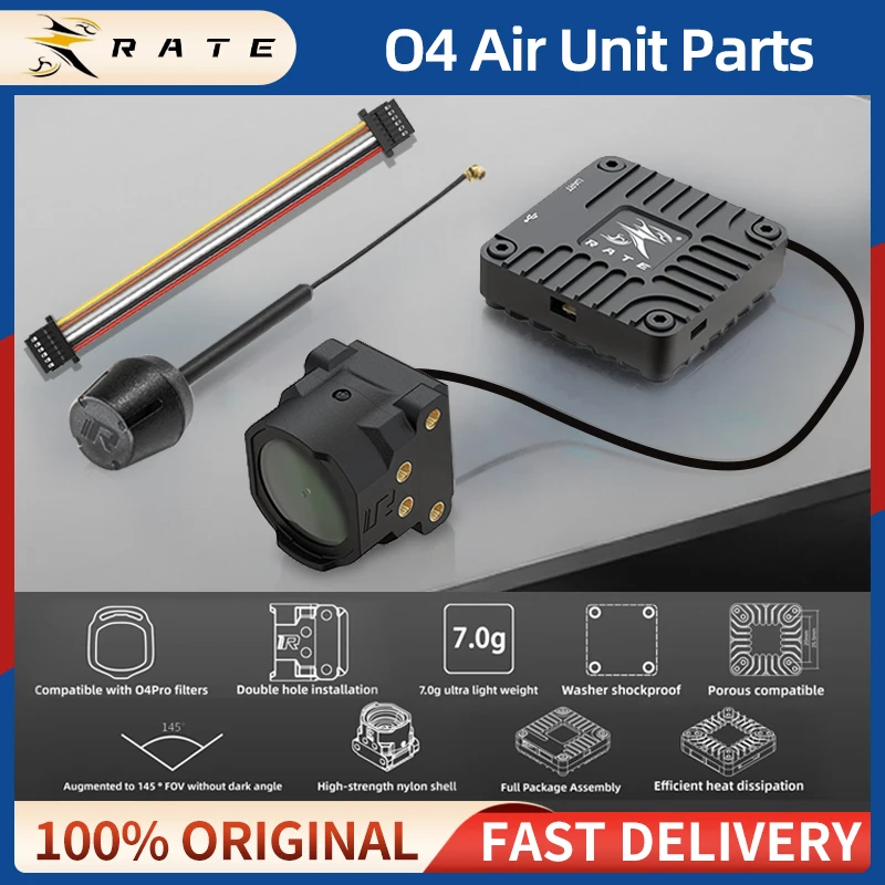 RATE O4 Lite Air Unit CNC KIT Wide-Angle Lens Shell Case Heatsink Aluminum Parts Coaxial Cable For DJI O4 Air Camera Drone FPV