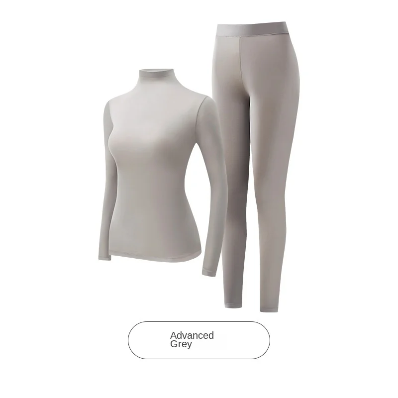 1 set Stacked Collar High Collar Beauty Skin Suit High Elastic Long Sleeve Seamless Thermal Underwear Women's Base Layer sets thumbnail 6