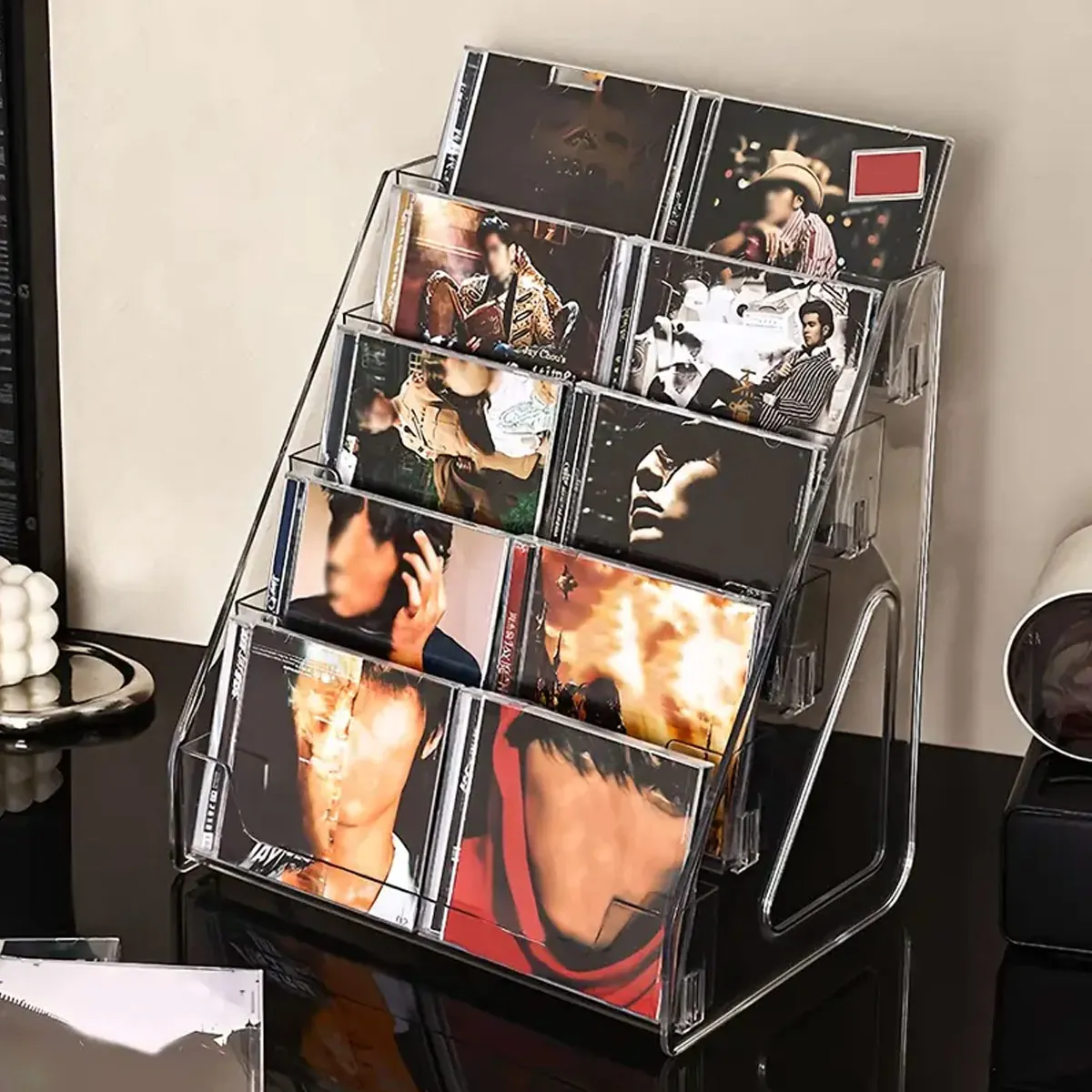 5-layer CD rack, album display rack, transparent storage rack for records,  and tapes, multifunctional counter display rack thumbnail 4