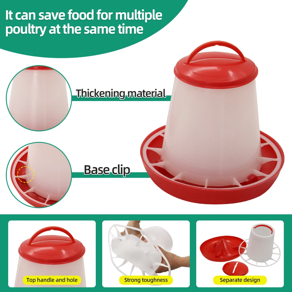 3kg+3L Poultry Feeder And Waterer Water Food Dispenser Automatic Chicken Birds Chick Waterer Feeding Bucket Container Supply thumbnail 3