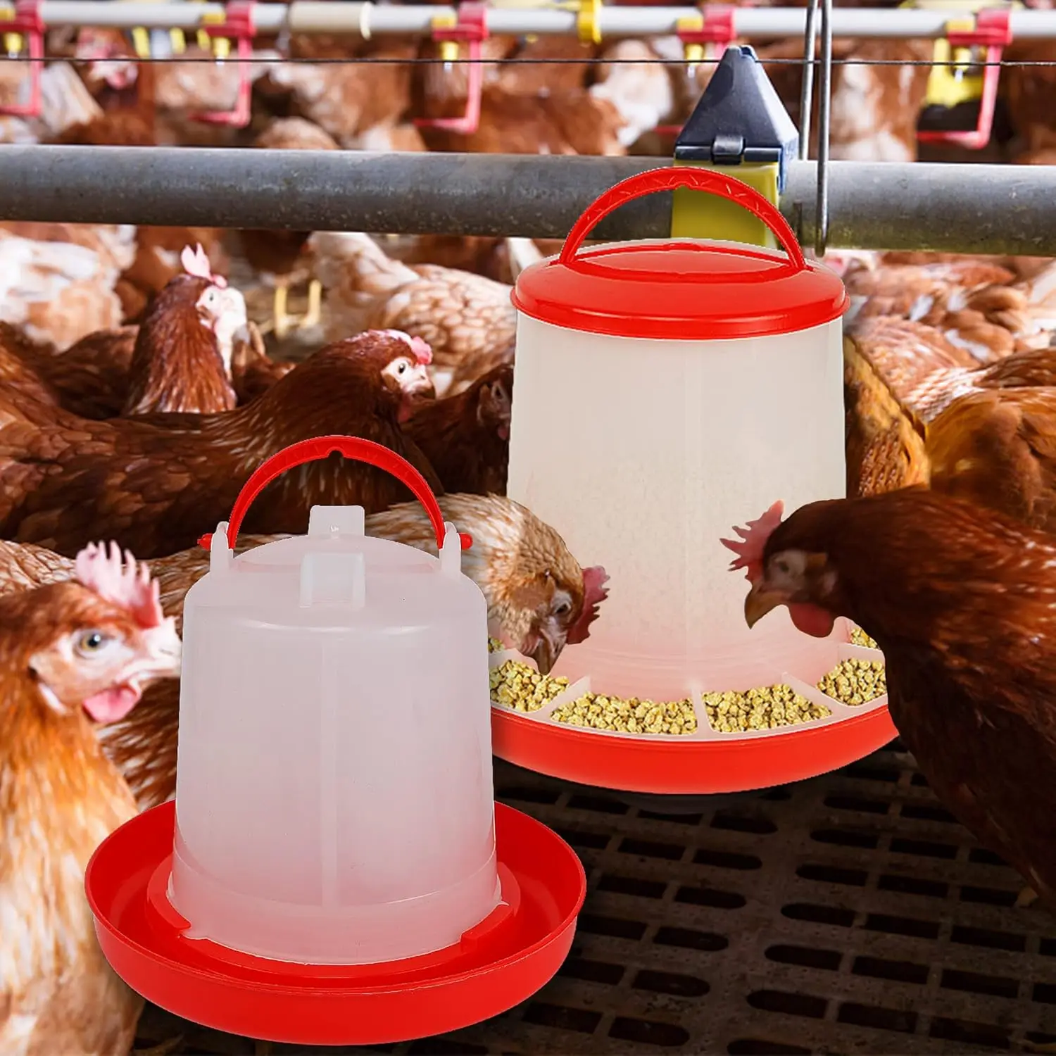 3kg+3L Poultry Feeder And Waterer Water Food Dispenser Automatic Chicken Birds Chick Waterer Feeding Bucket Container Supply thumbnail 6