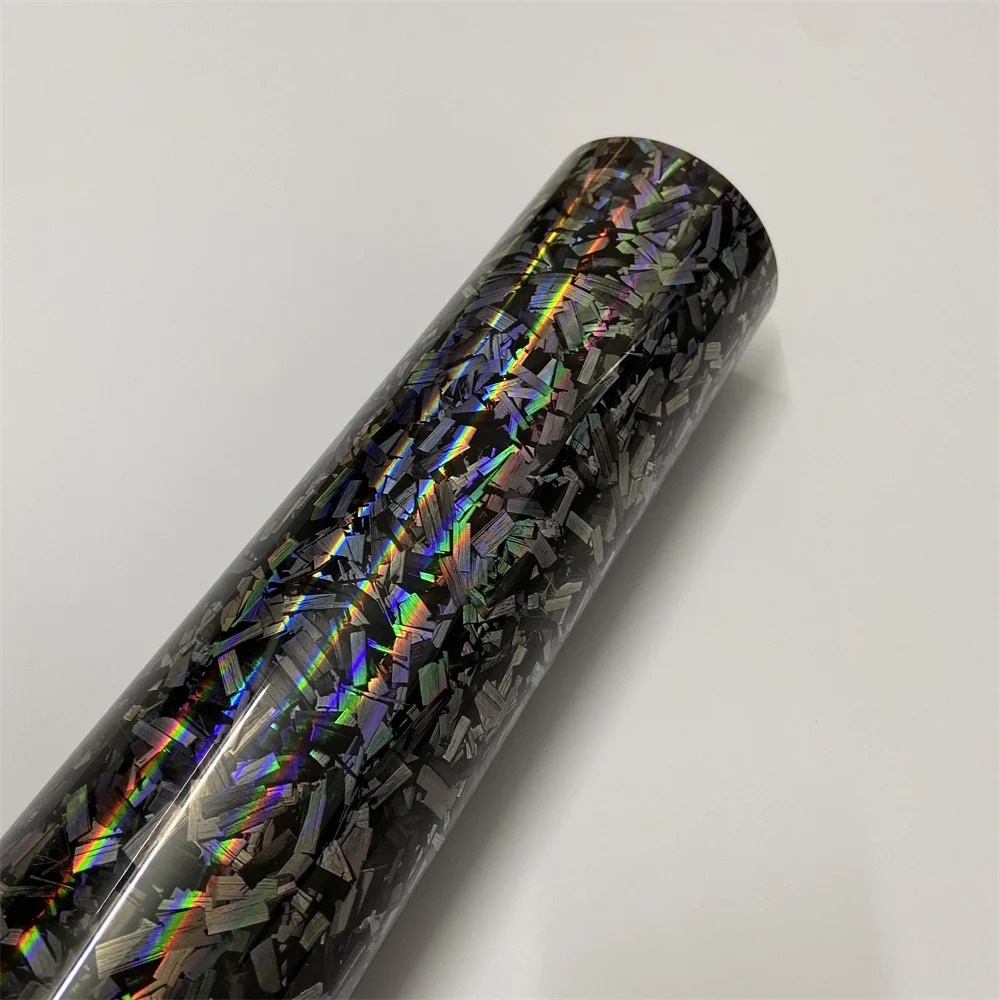 Glossy Laser Forged Carbon Fiber Wrap Vinyl Motorcycle Stickers Rainbow Holographic Forged Carbon Car Body Color Change Film thumbnail 6