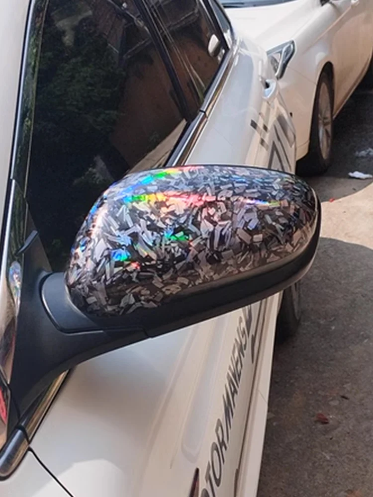 Glossy Laser Forged Carbon Fiber Wrap Vinyl Motorcycle Stickers Rainbow Holographic Forged Carbon Car Body Color Change Film thumbnail 5