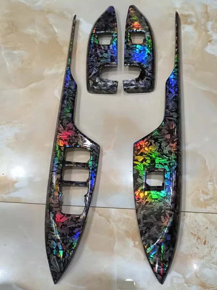 Glossy Laser Forged Carbon Fiber Wrap Vinyl Motorcycle Stickers Rainbow Holographic Forged Carbon Car Body Color Change Film thumbnail 4