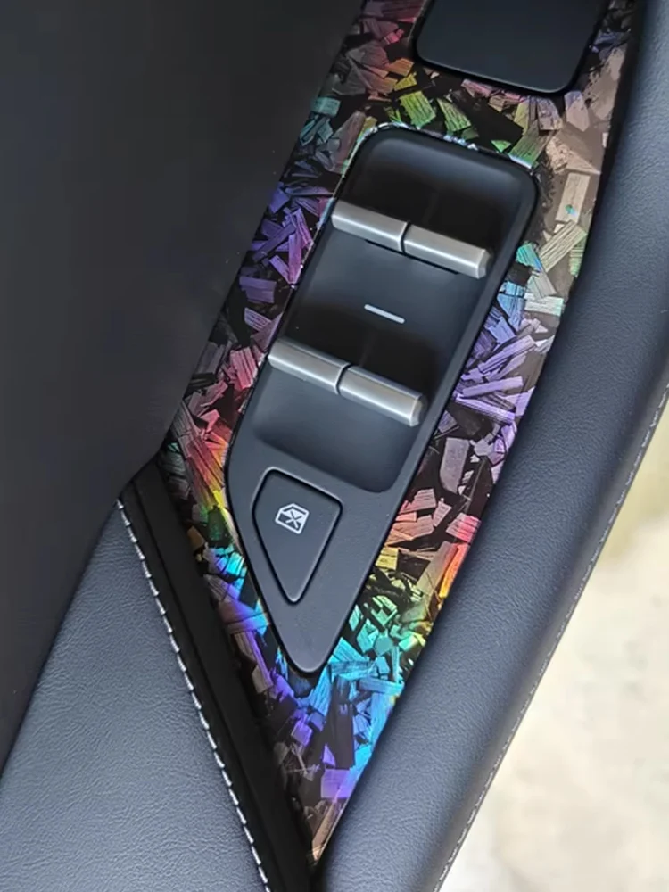 Glossy Laser Forged Carbon Fiber Wrap Vinyl Motorcycle Stickers Rainbow Holographic Forged Carbon Car Body Color Change Film thumbnail 3