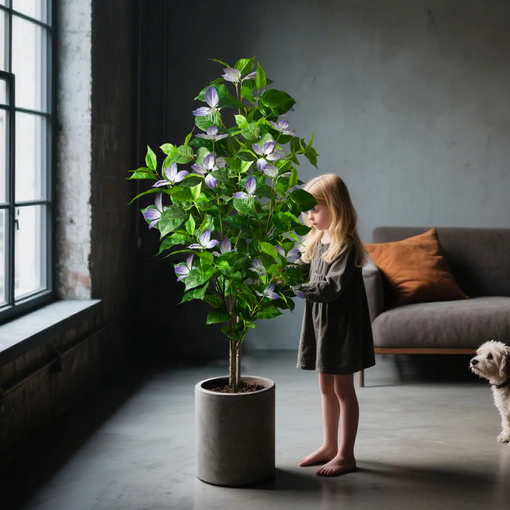 82-144cm Large Artificial Ficus Tree Fake Magnolia Plants Branch Tall Banyan Tree Faux Nandina Tree Rubber For Home Garden Decor thumbnail 4