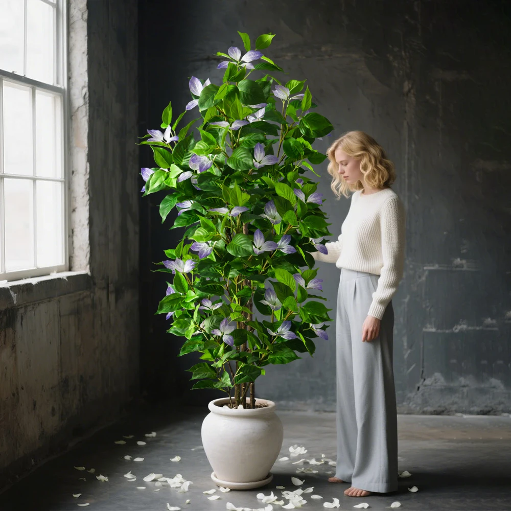 82-144cm Large Artificial Ficus Tree Fake Magnolia Plants Branch Tall Banyan Tree Faux Nandina Tree Rubber For Home Garden Decor thumbnail 3