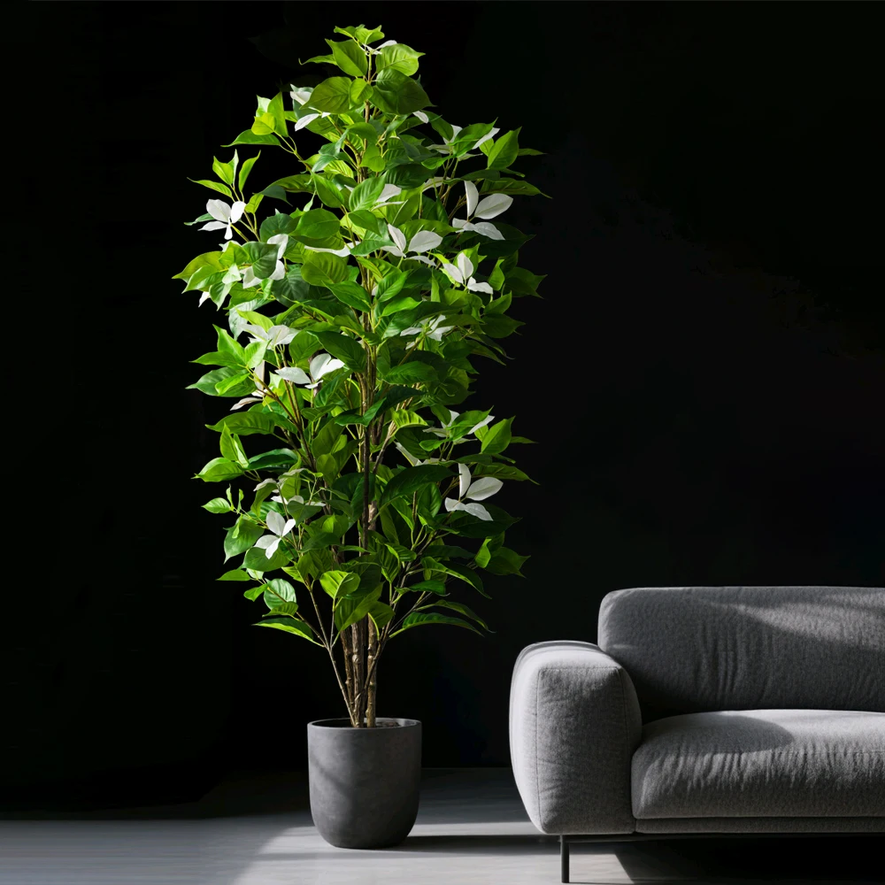 82-144cm Large Artificial Ficus Tree Fake Magnolia Plants Branch Tall Banyan Tree Faux Nandina Tree Rubber For Home Garden Decor thumbnail 5