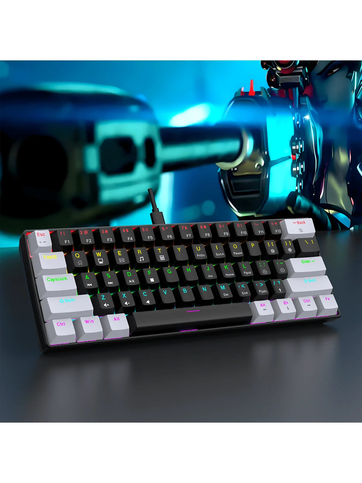60% Wired Gaming Mechanical Keyboard RGB Backlit Ultra Compact Mini Layout for PC/Mac Gamers And Typists Easy Travel Design thumbnail 5