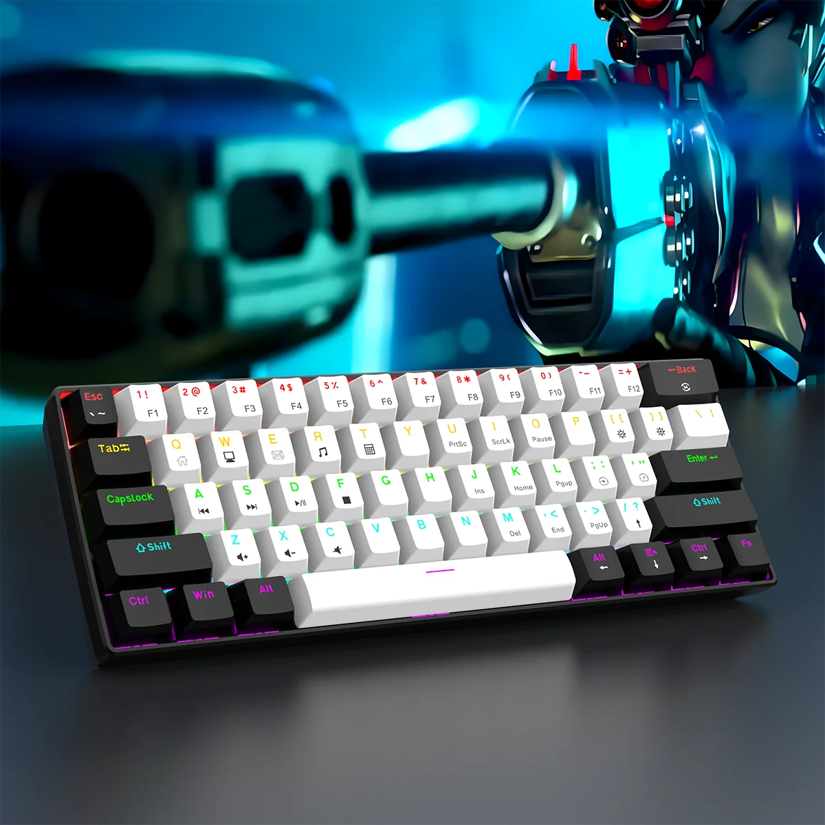 60% Wired Gaming Mechanical Keyboard RGB Backlit Ultra Compact Mini Layout for PC/Mac Gamers And Typists Easy Travel Design thumbnail 6