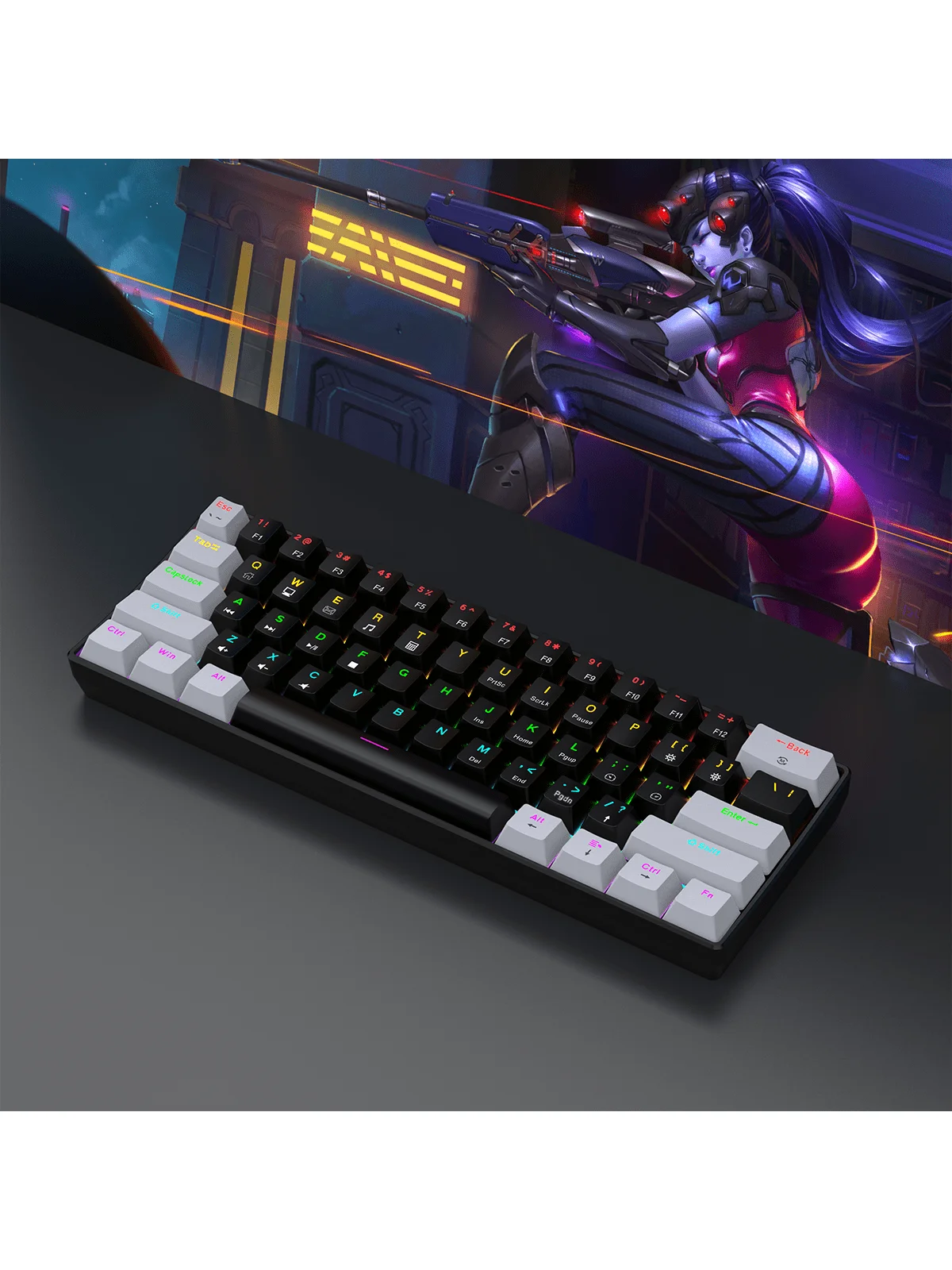 60% Wired Gaming Mechanical Keyboard RGB Backlit Ultra Compact Mini Layout for PC/Mac Gamers And Typists Easy Travel Design thumbnail 3