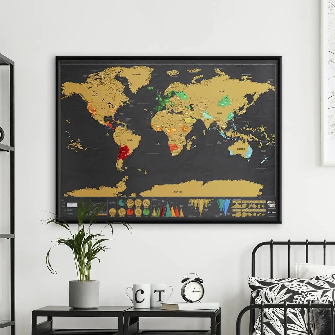 Scratch Map | Travel Map & Scratch Off World Maps | X-Large Scratching Off World Maps | Black Gold Travel Deluxe thumbnail 5