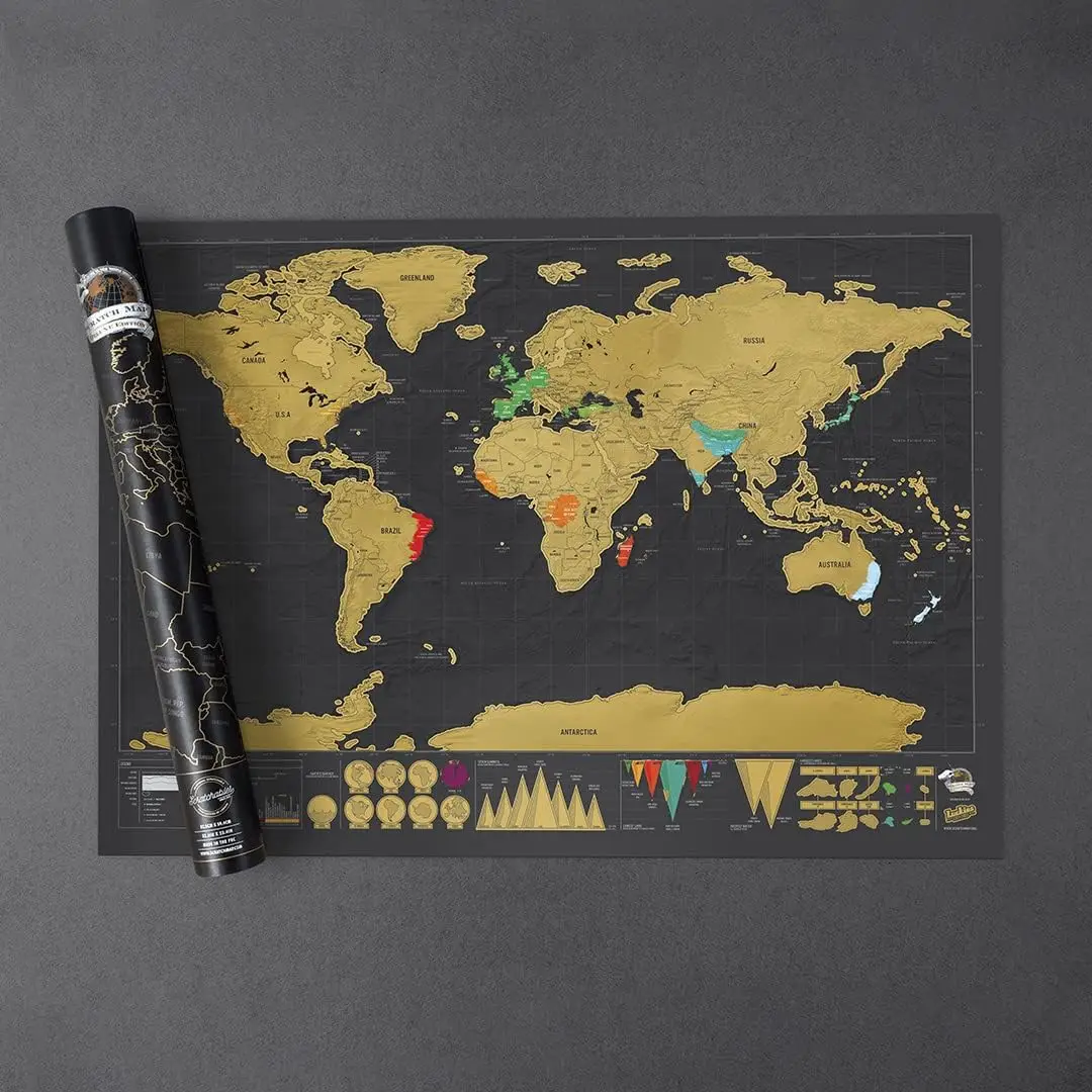 Scratch Map | Travel Map & Scratch Off World Maps | X-Large Scratching Off World Maps | Black Gold Travel Deluxe thumbnail 4