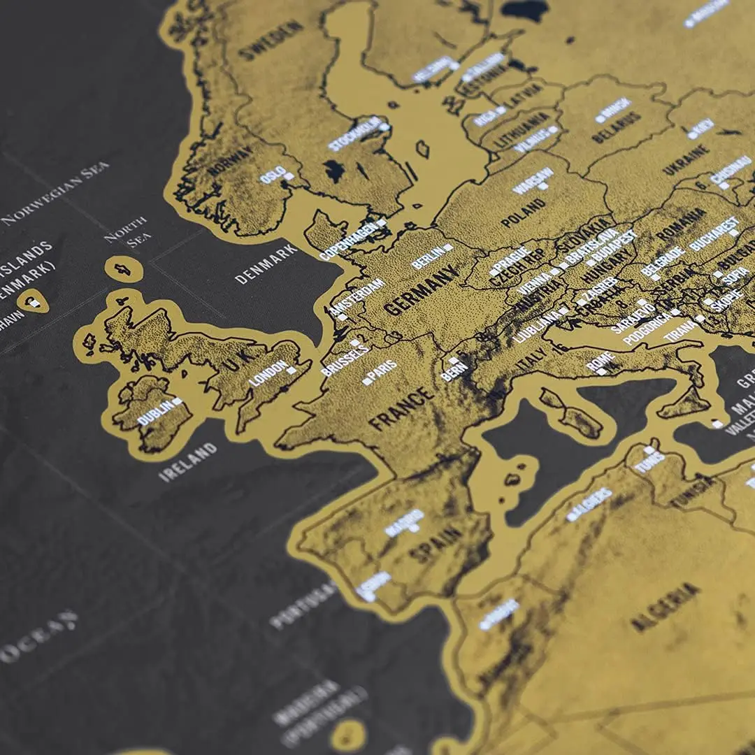 Scratch Map | Travel Map & Scratch Off World Maps | X-Large Scratching Off World Maps | Black Gold Travel Deluxe thumbnail 3