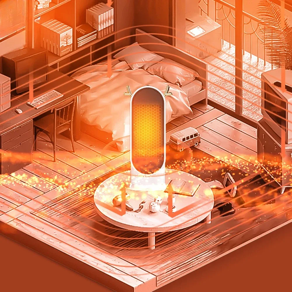 Desktop Electric Heater 500W Portable Home Electric Heater Intelligent Thermostat Fan Winter Electric Heater Heating Tools thumbnail 5