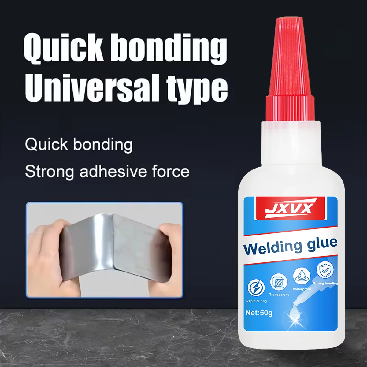 JXVX 50g High Strength Oil-Based Glue for Welding - Universal Oil-Based Welding Glue for Instant Adhesives for Resin, Ceramics, Metal, Glass, Plastic, Wood, Including Dispensers. thumbnail 2