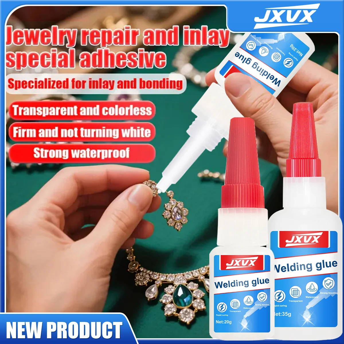 JXVX 50g High Strength Oil-Based Glue for Welding - Universal Oil-Based Welding Glue for Instant Adhesives for Resin, Ceramics, Metal, Glass, Plastic, Wood, Including Dispensers. thumbnail 4