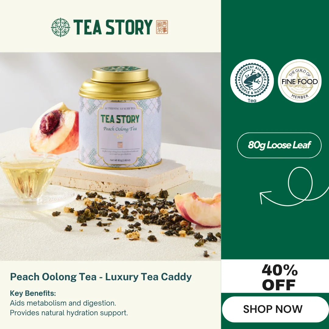 Tea Story Peach Oolong Tea [Weight Management] Cold Brew Fruit Infusion, Deluxe can 80g