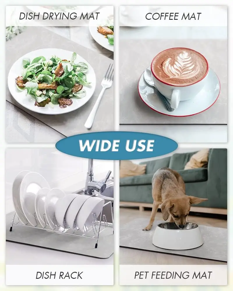 VIKAMA Coffee Machine Mat Rubber Backing Water-Absorbent Dish Drying Pad Kitchen Worktop Drainage Mat Home Decor thumbnail 6