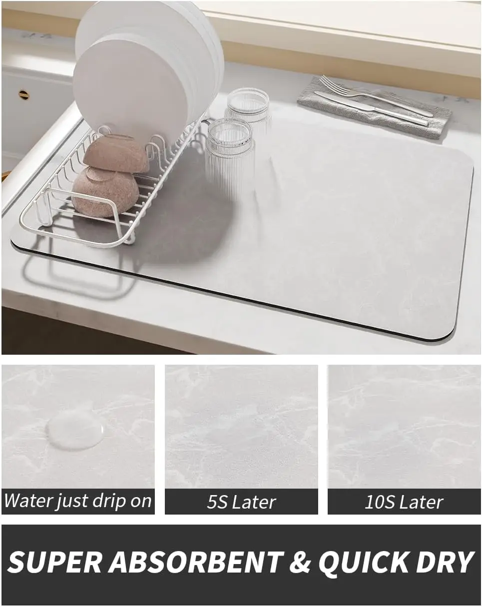 VIKAMA Coffee Machine Mat Rubber Backing Water-Absorbent Dish Drying Pad Kitchen Worktop Drainage Mat Home Decor thumbnail 3