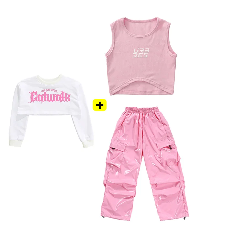 Stylish Girls Jazz Dance Costume for Hip-hop Unique Girls Jazz Dance Suit with Letter Print Navel Clothing Street Clothes thumbnail 6