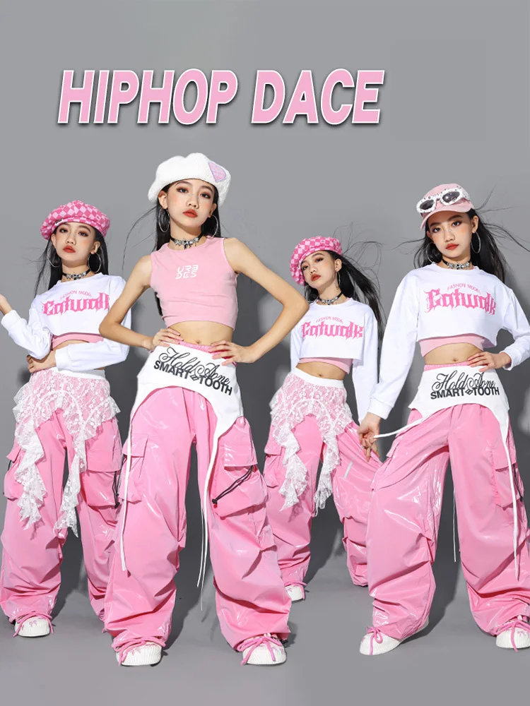 Stylish Girls Jazz Dance Costume for Hip-hop Unique Girls Jazz Dance Suit with Letter Print Navel Clothing Street Clothes thumbnail 2