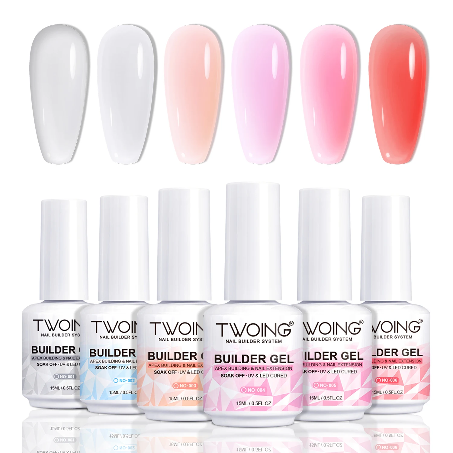 TWOING 15ml Builder Nail Gel White Nude Pink Nail Extension Gel Multifunctional Nails Art Gel Polish Soak Off UV for Salon DIY