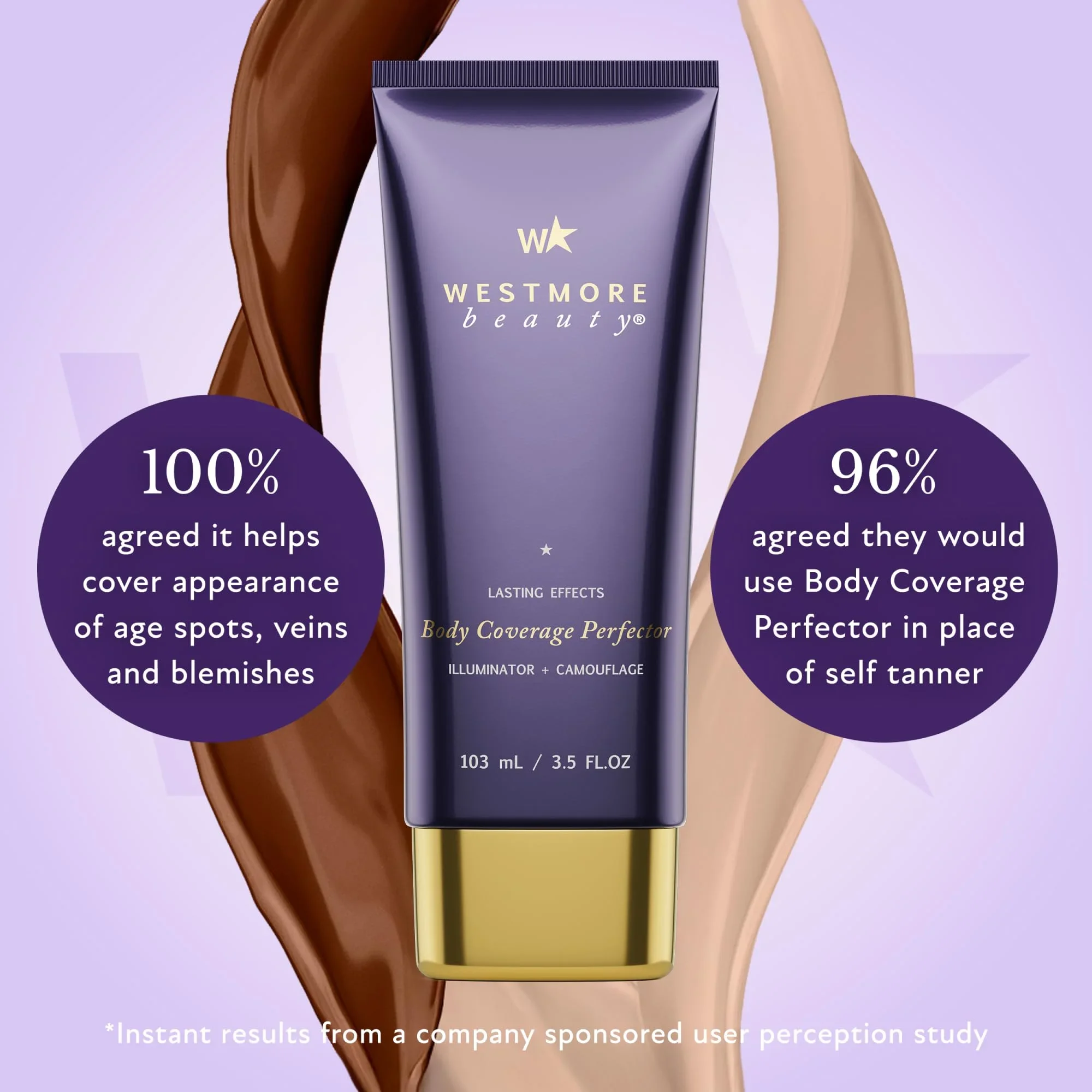 Westmore Beauty Body Coverage Perfector – Waterproof Leg & Body Makeup - Tattoo Cover Up Makeup - 3.5 Oz (Natural Radiance) thumbnail 3