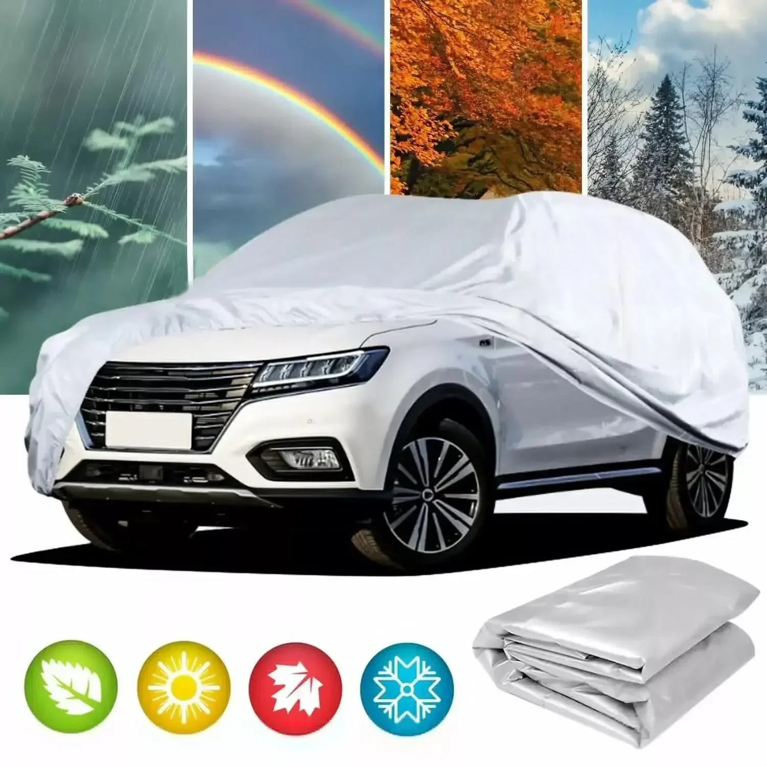 Universal Full Car Cover Portable Outdoor Waterproof UV Protection Anti-Scratch Resistant Car Clothing Auto Dust Cover Accessory thumbnail 2