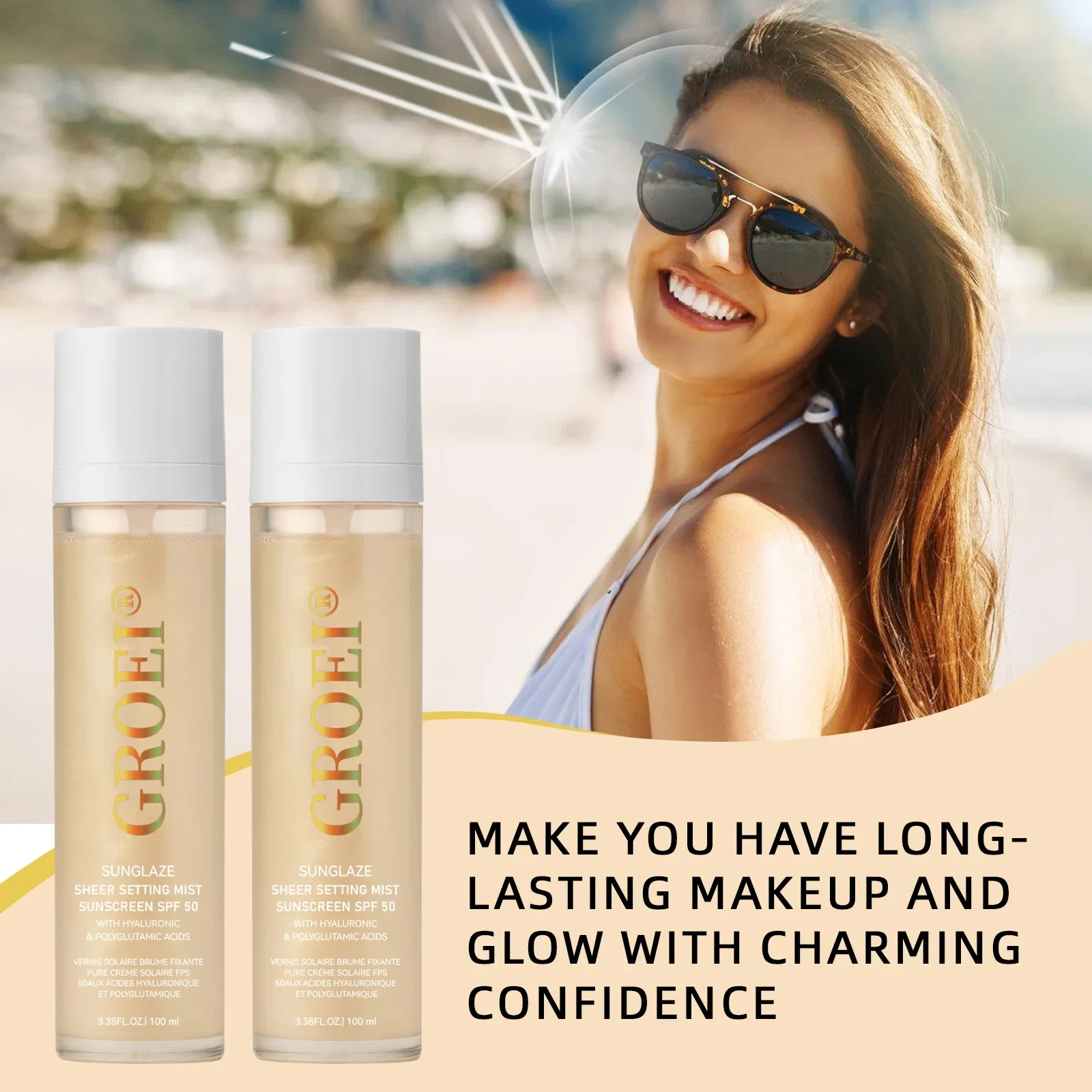 100ml  SPF 50 Sunscreen Setting Spray Sheer Setting Mist Sunscreen Spray Facial  Skin Care Lightweight & Non-Greasy thumbnail 3