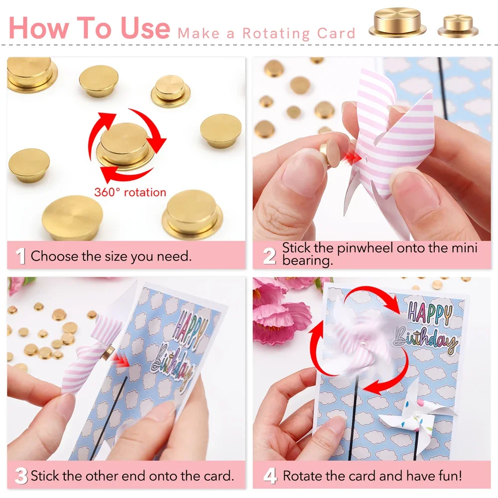 360 Rotation Mini Metal Rotating Bearings for DIY Handmade Crafts Paper Cards Scrapbooking Smooth Spin for Jewelry Making Decora thumbnail 3