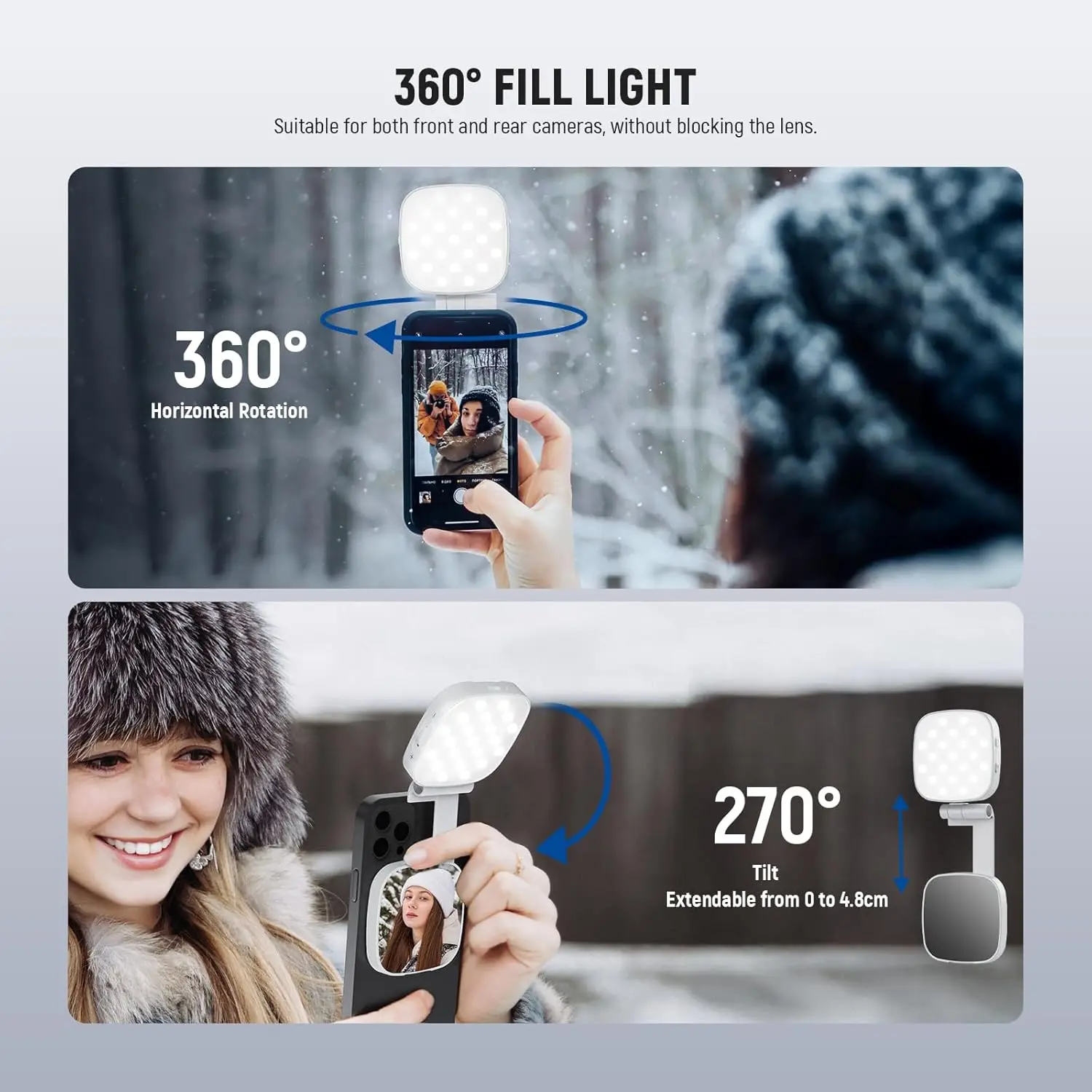NEEWER Basics Magnetic Selfie Light Compatible with MagSafe iPhone, 2W CRI95+ Bi Color Swivel Small LED Phone Fill Lighting thumbnail 5
