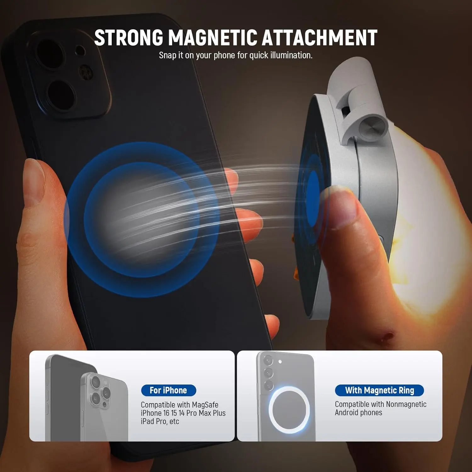NEEWER Basics Magnetic Selfie Light Compatible with MagSafe iPhone, 2W CRI95+ Bi Color Swivel Small LED Phone Fill Lighting thumbnail 4