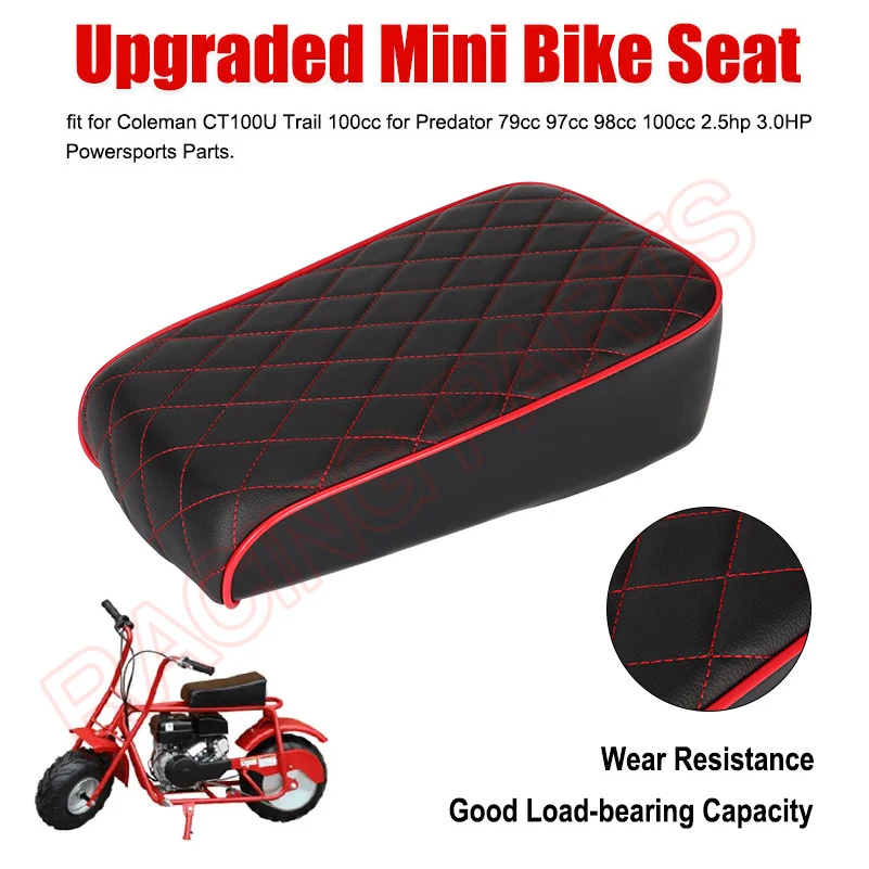 Mini Bike Seat w/Diamond-Stitch for Coleman CT100U Trail 100cc for Predator 79cc 97cc 98cc 100cc 2.5hp 3.0HP Powersports Parts