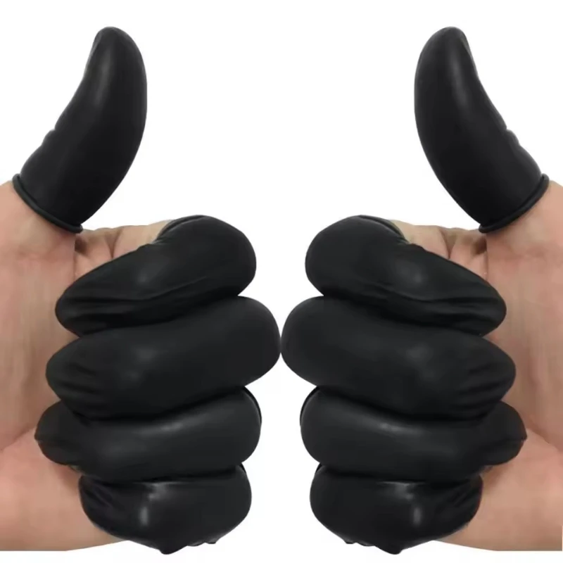 200/400PCS Black Finger Cots Dust-proof Anti Slip Multi-purpose Durable Disposable Finger Cots Fingertip Cleaning Protect Tools thumbnail 4