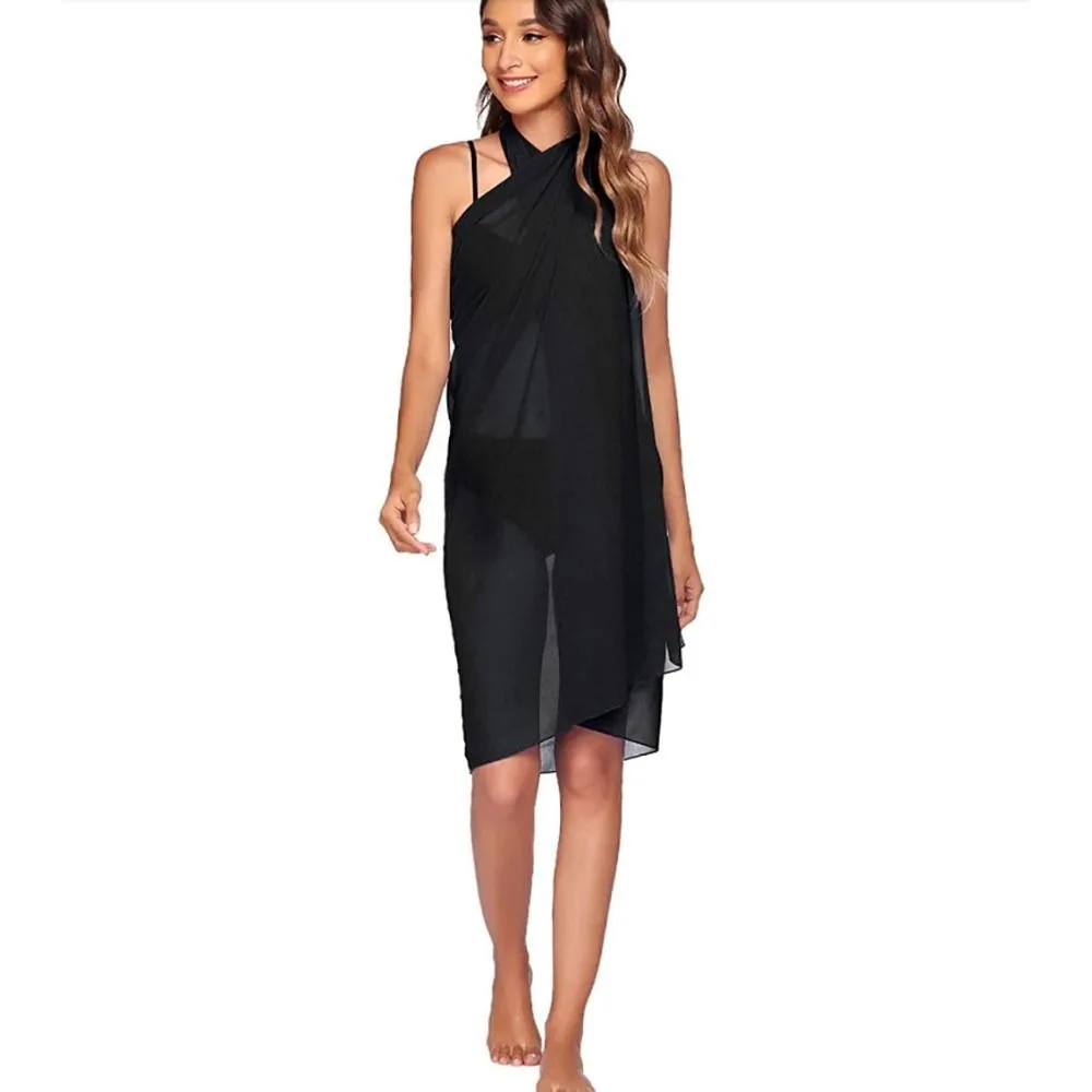 Fashion Multicolor Bikini Cover-ups Chiffon Travel Swimsuit Coverup Sexy Long Sarong Beach Scarf Female thumbnail 3