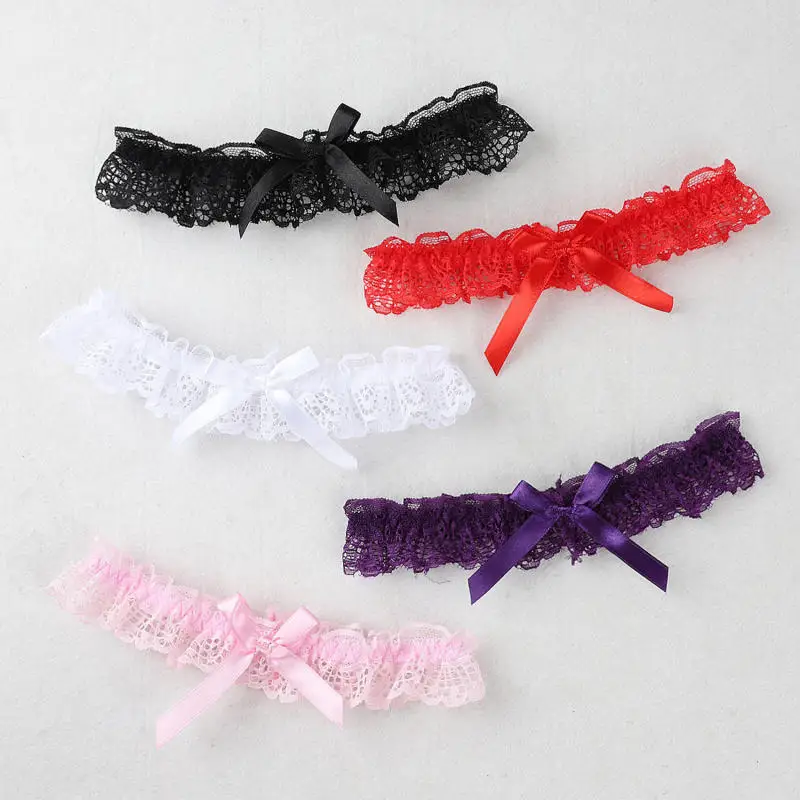 1/2PCS White Lace Bow Garter, Elegant Bridal Leg Ring Pendant, Thigh Chain, Wedding Suspender Belts Lace Choker Necklaces Collar