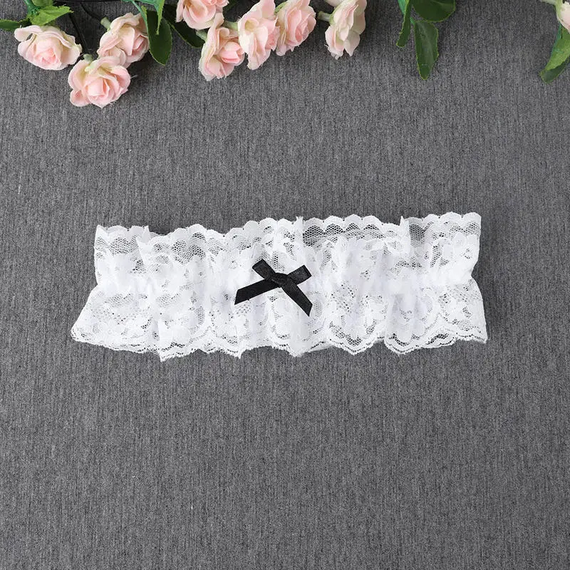1/2PCS White Lace Bow Garter, Elegant Bridal Leg Ring Pendant, Thigh Chain, Wedding Suspender Belts Lace Choker Necklaces Collar thumbnail 5