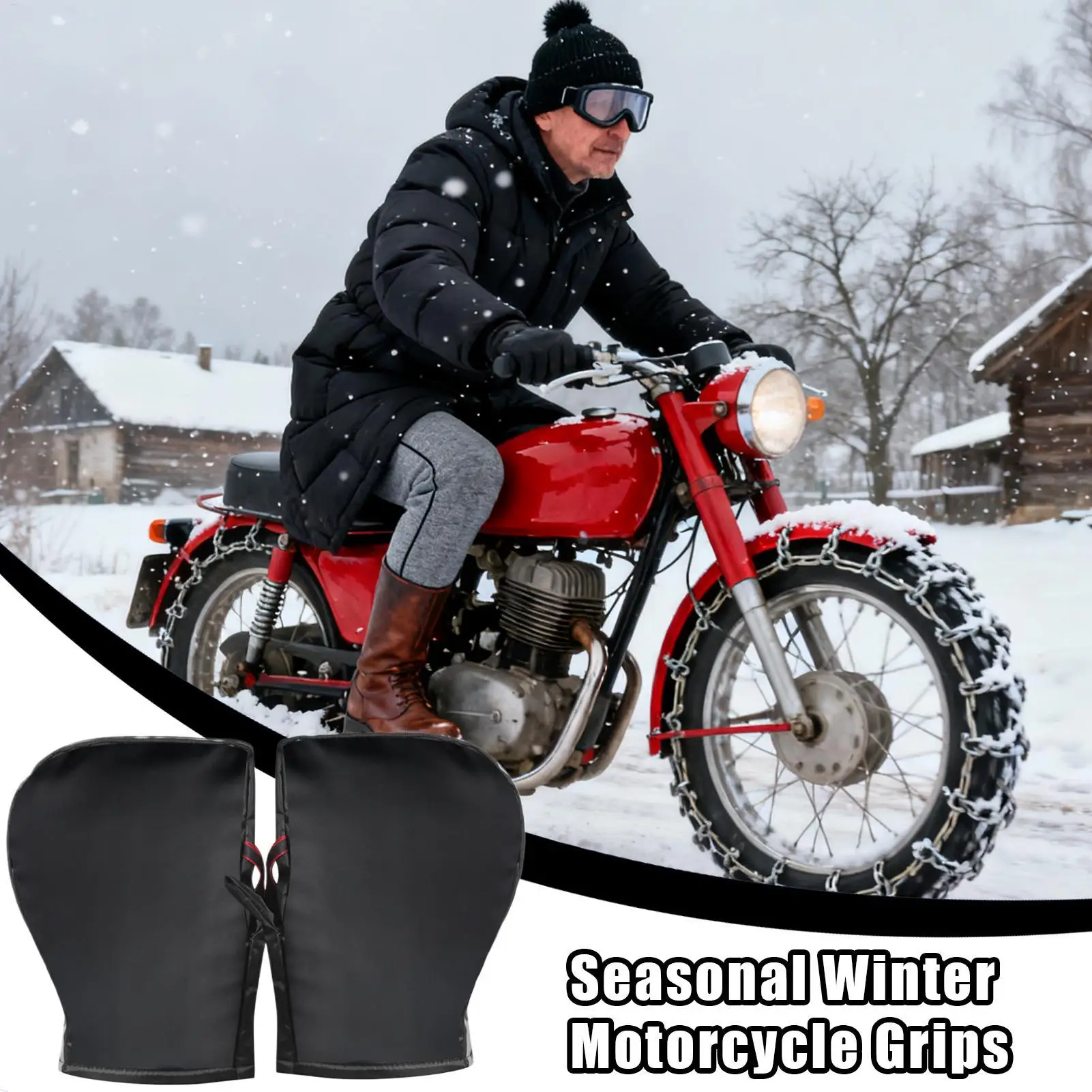Winter Warm Windproof Motorcycle Gloves Handlebar Muffs Cover for Electric Scooter Bike Cold Weather Motor Riding Biking Road thumbnail 2