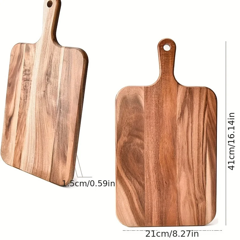 Acacia Wood Cutting Board with Handle - Ultra-Thick Dual-Sided Design,Durable & Easy-Clean Surface for Cheese, Meat, Vegetables thumbnail 4