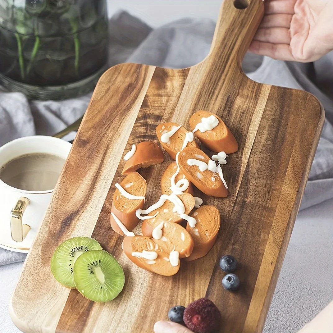 Acacia Wood Cutting Board with Handle - Ultra-Thick Dual-Sided Design,Durable & Easy-Clean Surface for Cheese, Meat, Vegetables