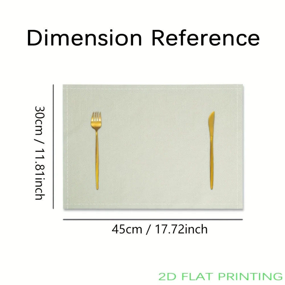 2D Flat Printing Flower Printed Placemats, Table Mats, Washable Placemats for Kitchen Dining Table Decoration thumbnail 3